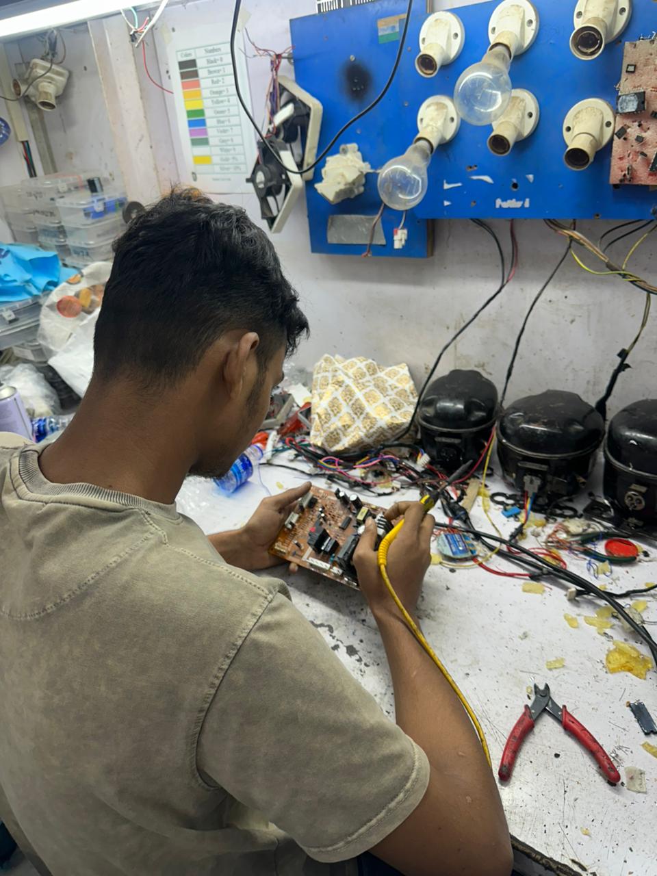 Workshop technicians working