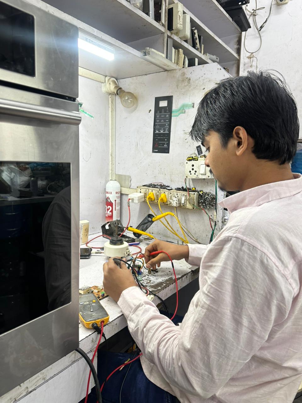 Technicians repairing parts